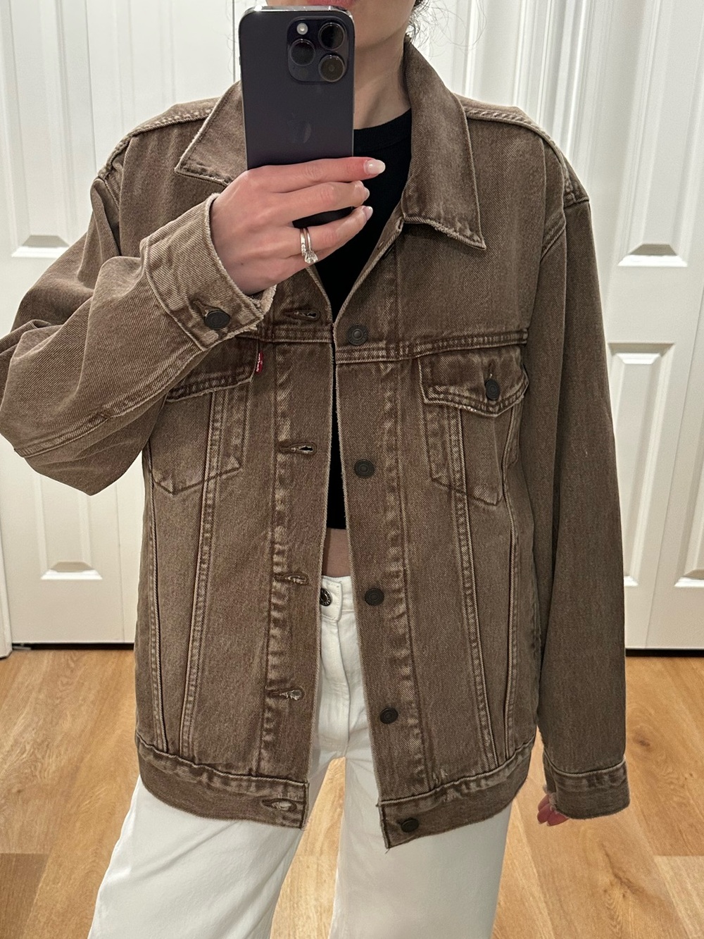 Levi’s distressed brown denim jacket (men’s small)